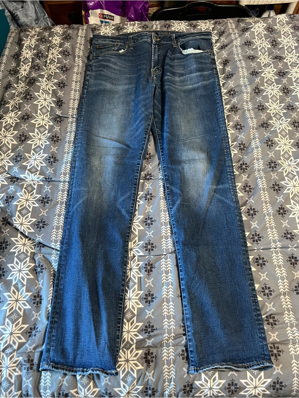 American Eagle Outfitters Men's Dark Blue Straight Jeans